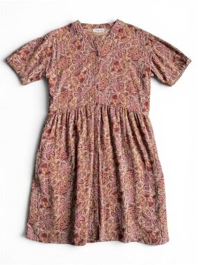 indi & cold Floral Prairie Dress Short Sleeves with Pockets Cottagecore Size M